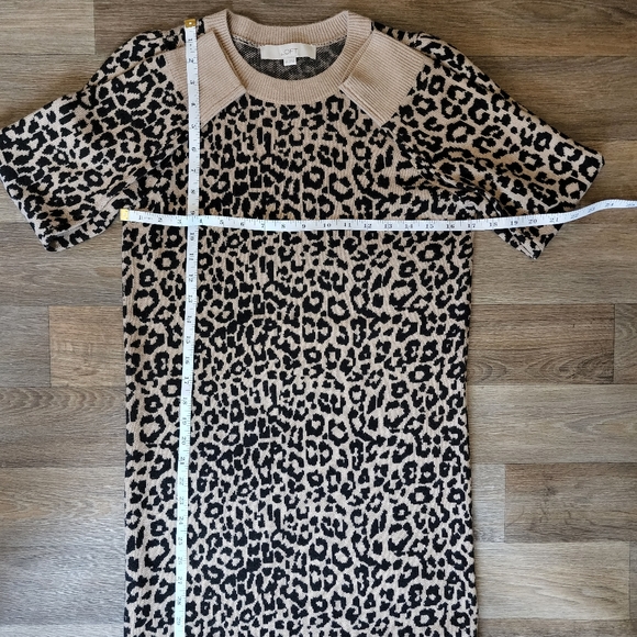 Loft Cheetah Print Long-Sleeve Stretch Knit Sweater Mini Dress Women's S… - Picture 7 of 8